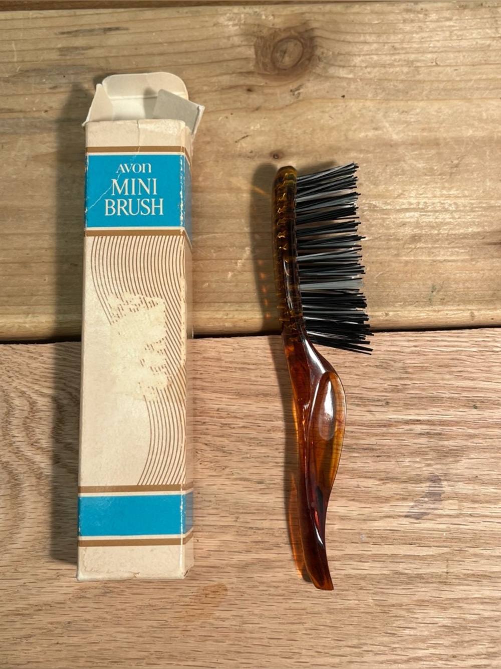 Vintage Avon Mini Hair Brush Tortoise 6 Inch Travel Size Brown New Old Stock